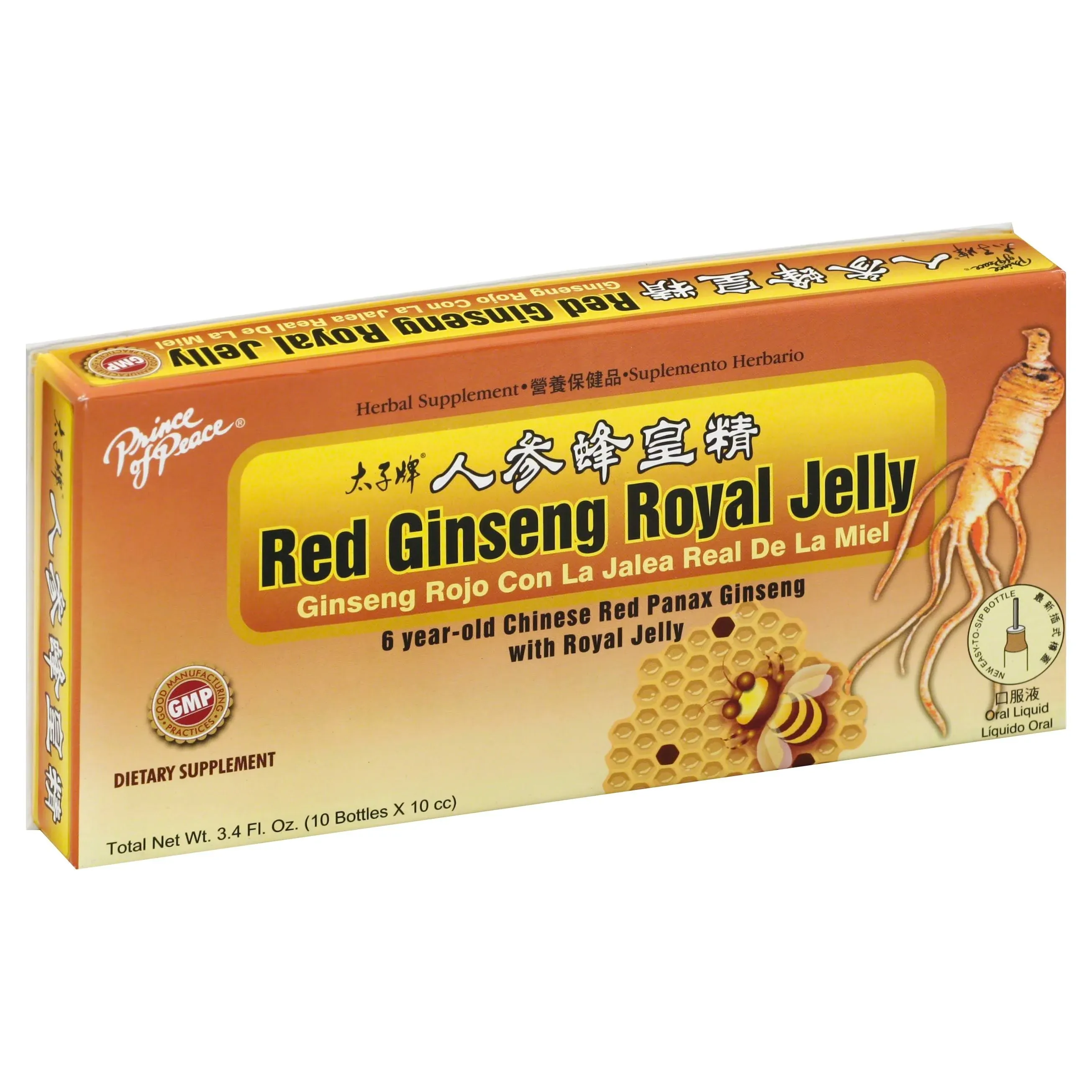 Prince of Peace Red Ginseng Royal Jelly - 10 count, 3.4 fl oz box
