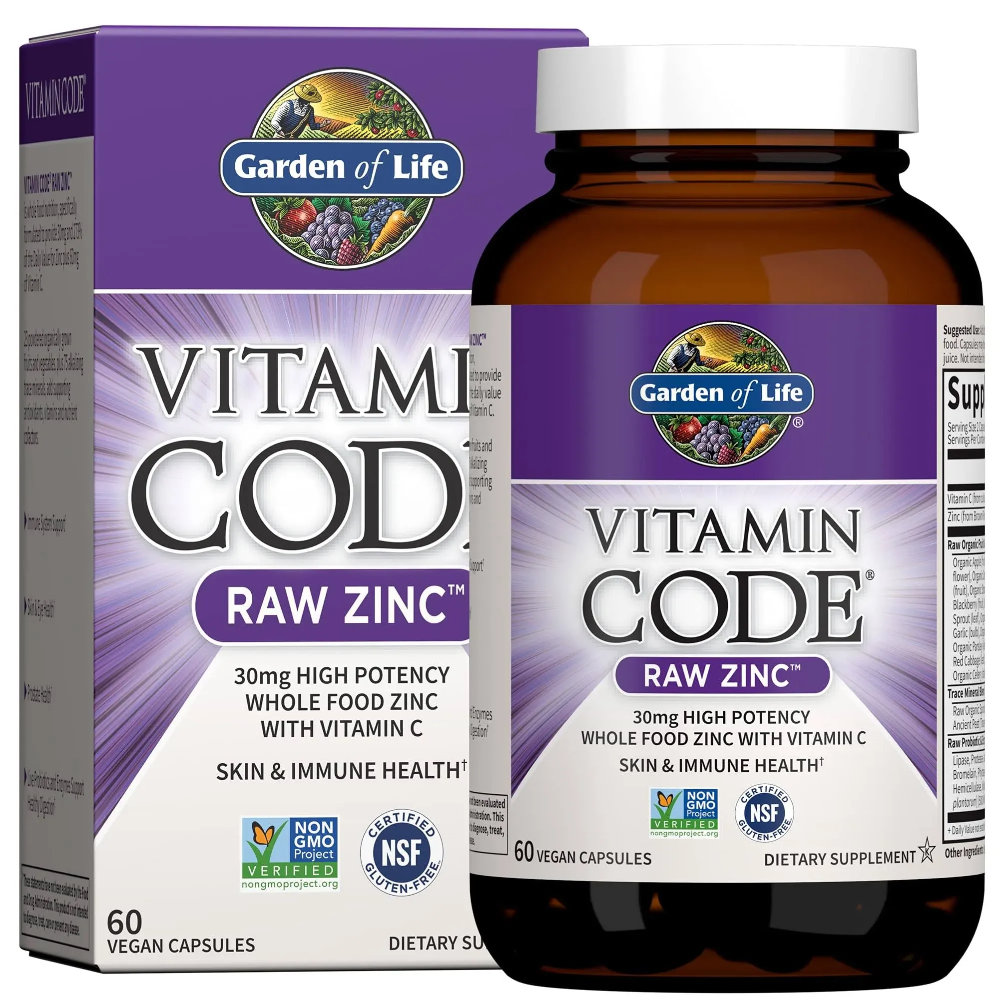 Garden of Life, Vitamin Code, RAW Zinc, 60 Vegan Capsules