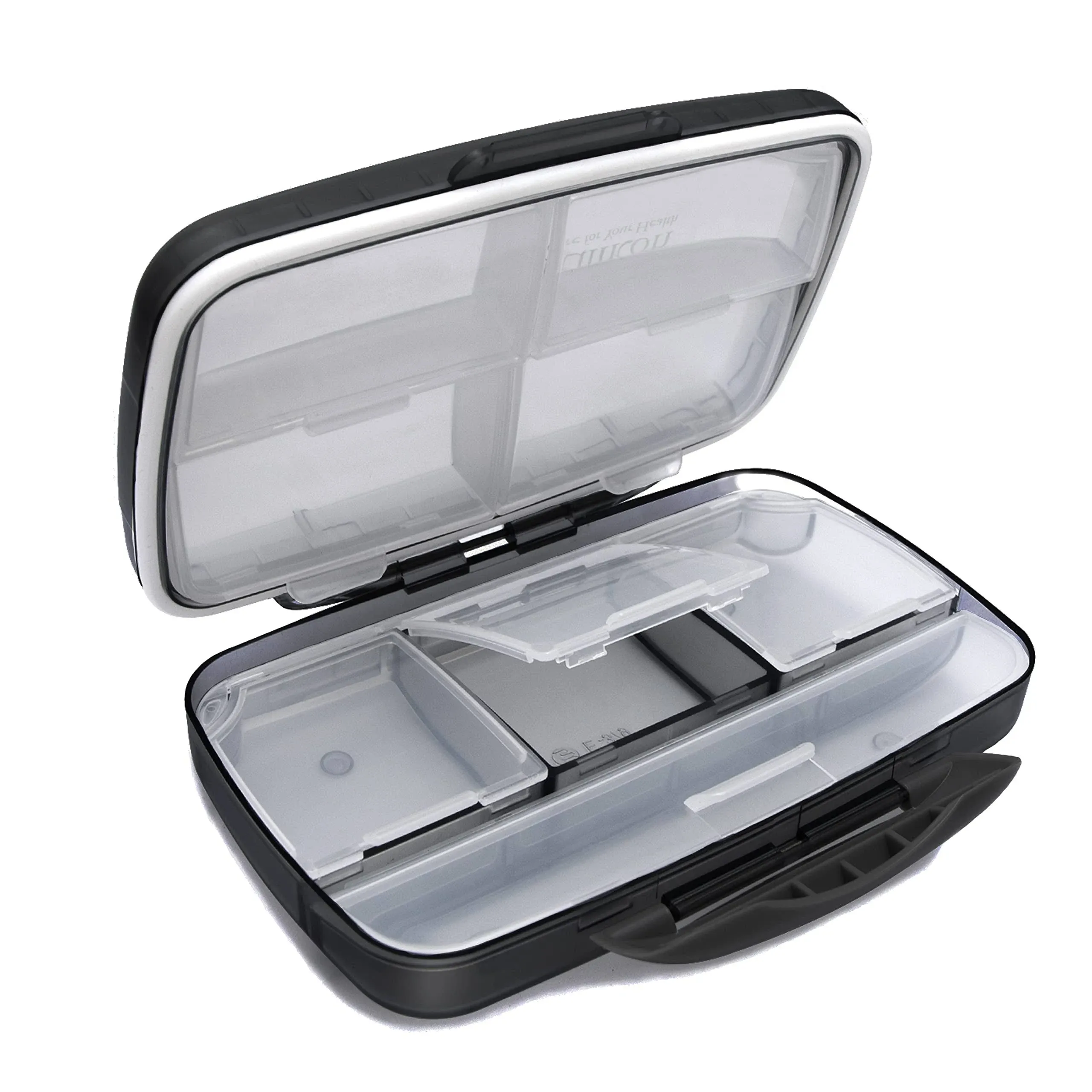 Fullicon Portable Pill Organizer Weekly, Large Capacity Pill Case with 7 Compartment, Moistureproof and Airtight Pill Box, Travel Pill Holder for