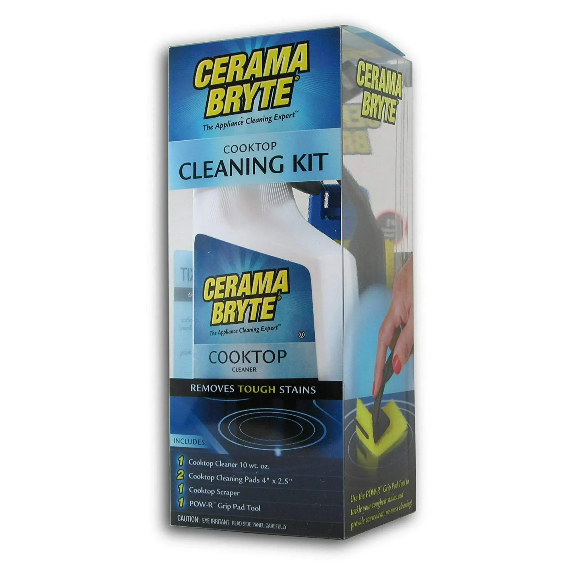 Cerama Bryte Kit Pow-r Grip, Scraper, Pads Cooktop and Cleaner