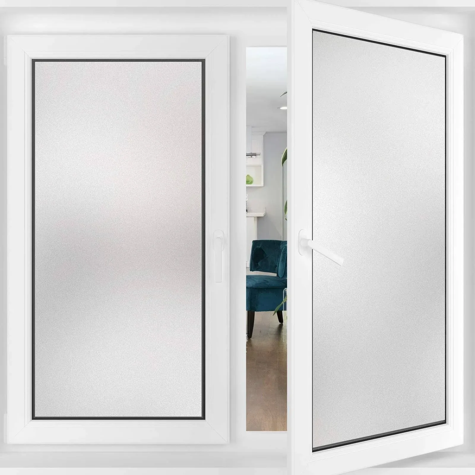 HIDBEA Frosted Window Privacy Film Static Cling Non Adhesive UV Blocking Heat Control Reusable Matte Glass Tint for Home Kitchen Bathroom Office, 17.5