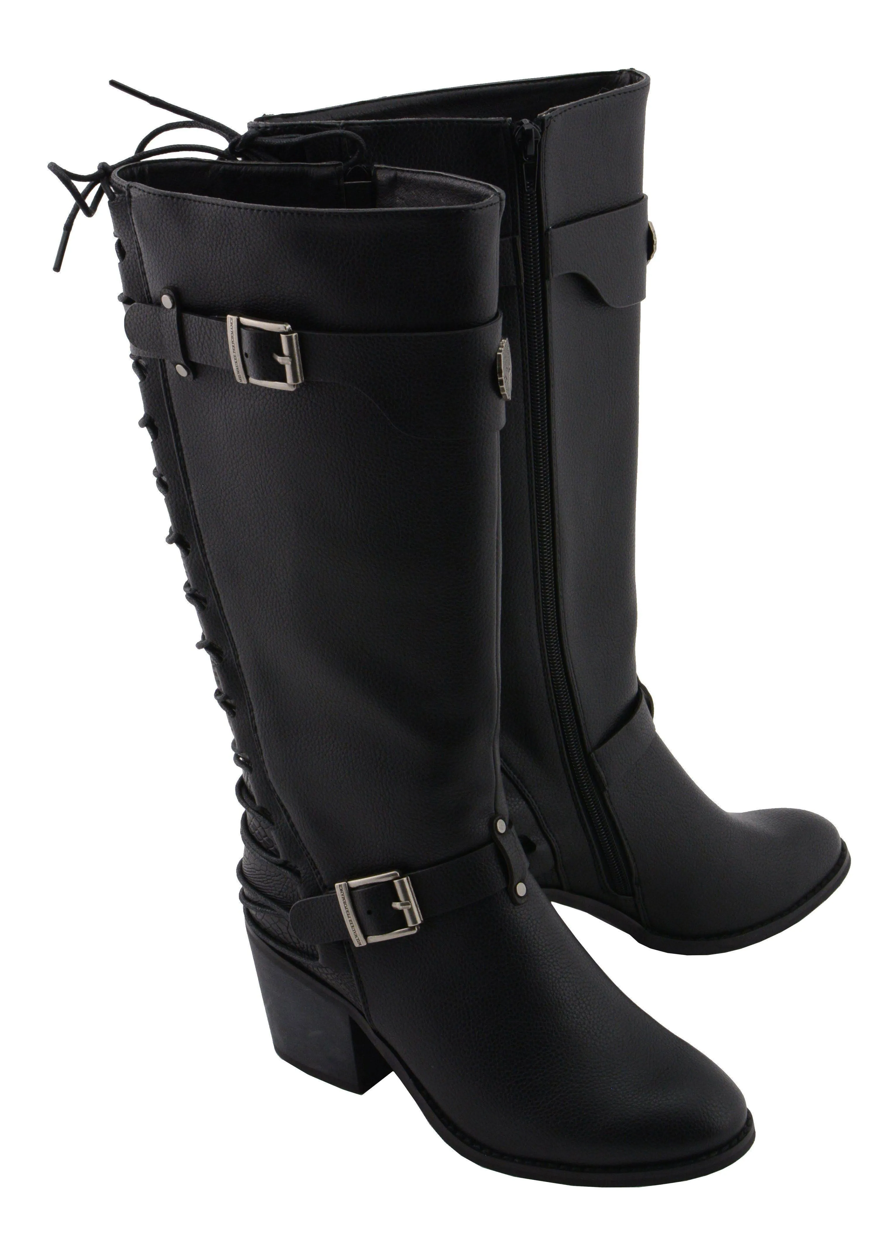 Women's Milwaukee Leather Tall Back End Laced Riding Boots