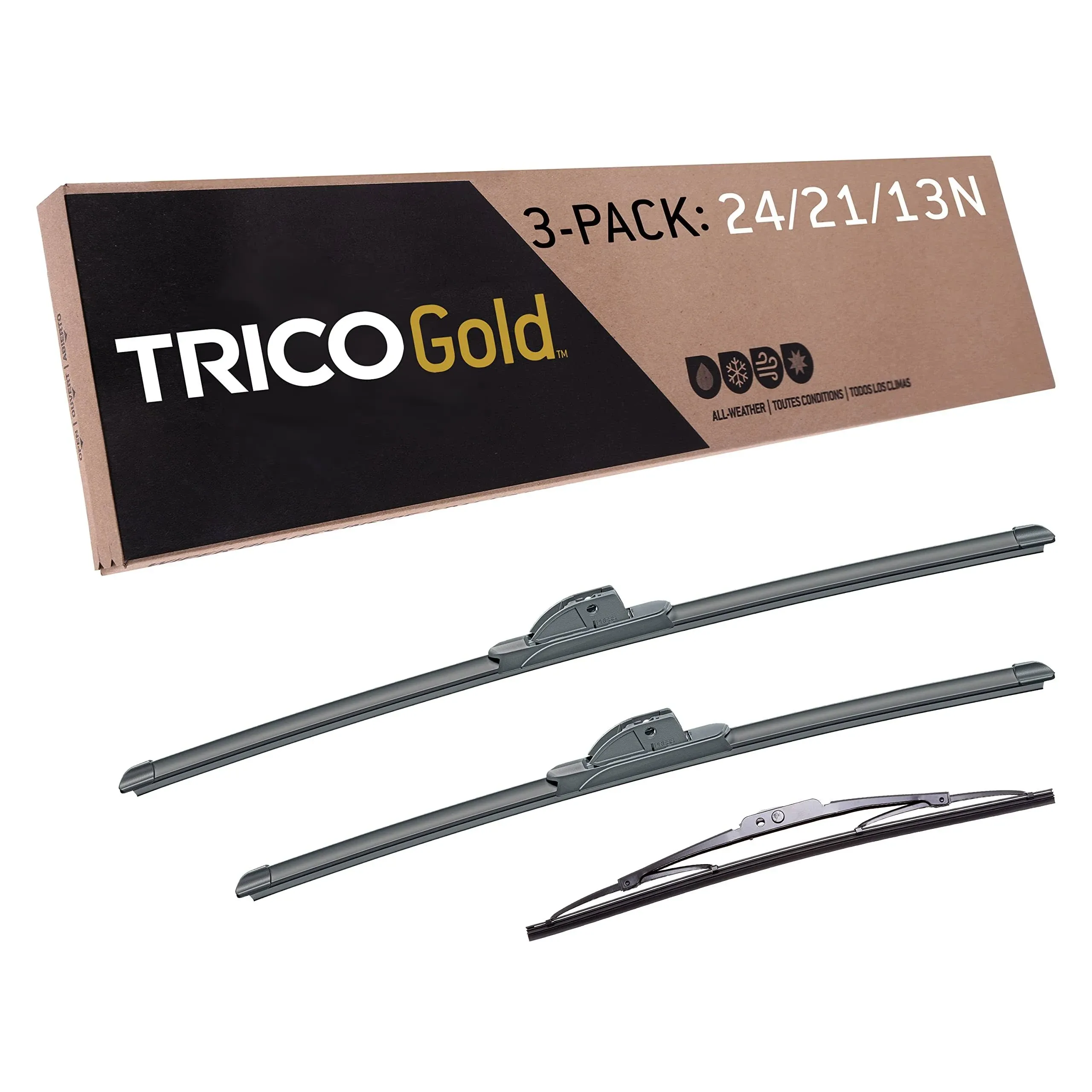 TRICO Gold 3-Piece Driver/Passenger/Rear All-Weather Automotive Replacement Windshield Wiper Blade Kit for 2008-2017 Chevy Traverse; Includes 24", 21" & 13" Premium Beam Blades