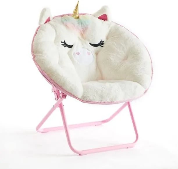 Heritage Kids Unicorn Saucer Chair, For Gaming Textile, White