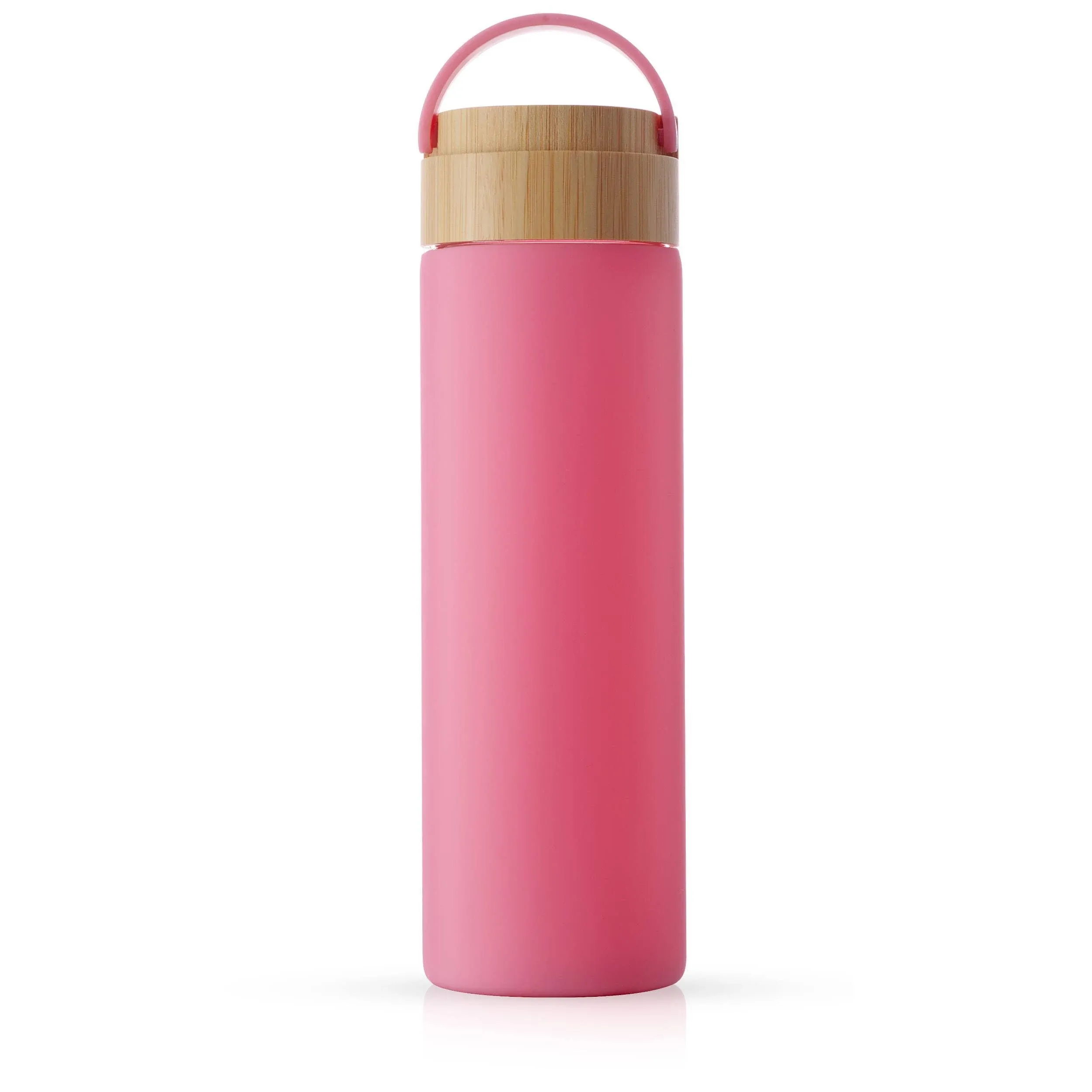 JoyJolt Glass Water Bottle with Carry Strap & Silicone Sleeve - 20 oz - Pink