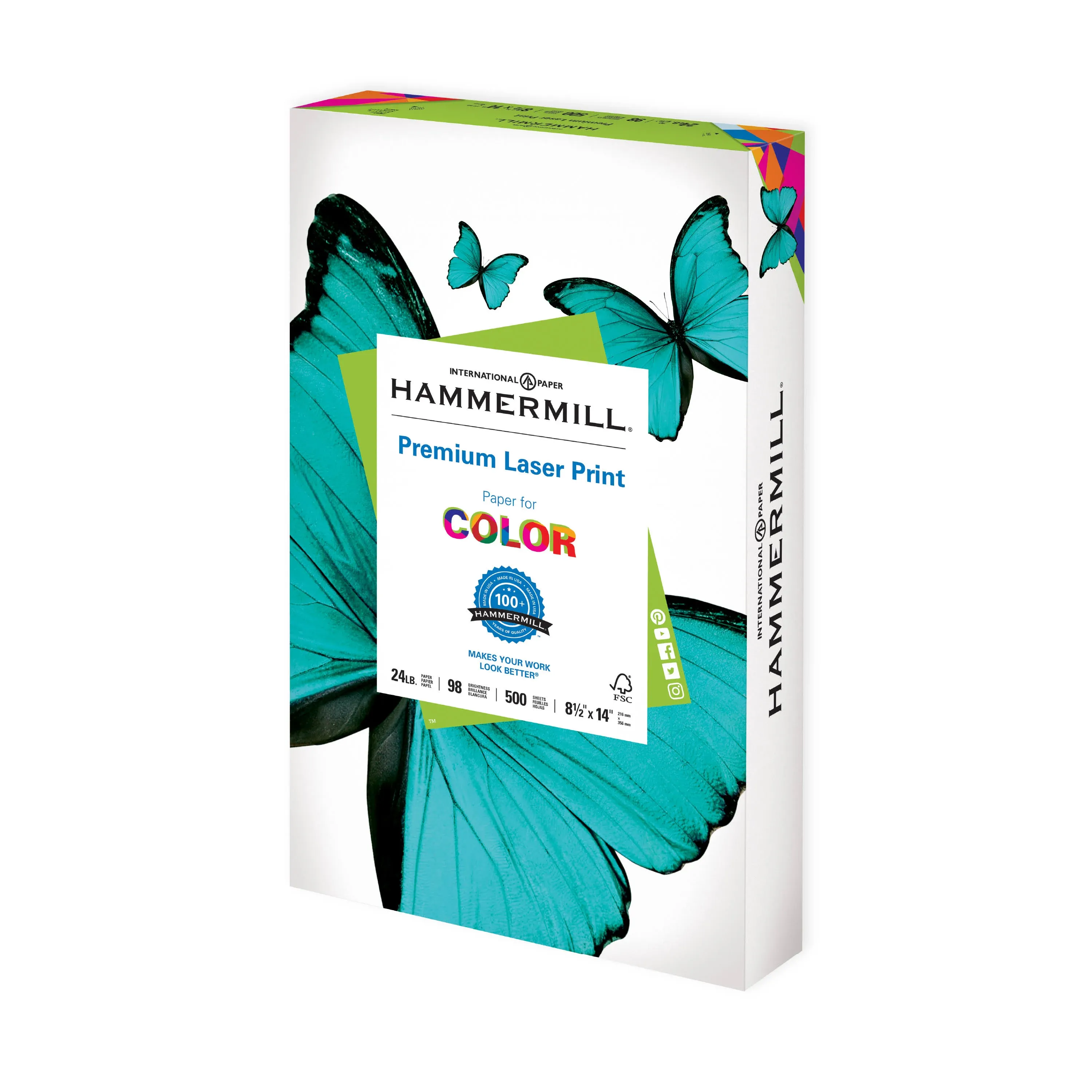 Hammermill Paper, Premium Laser Print Paper 8.5 x 11 Paper, Letter Size, 3 Hole, 24lb Paper, 98 Bright, 1 Ream / 500 Sheets (107681R)