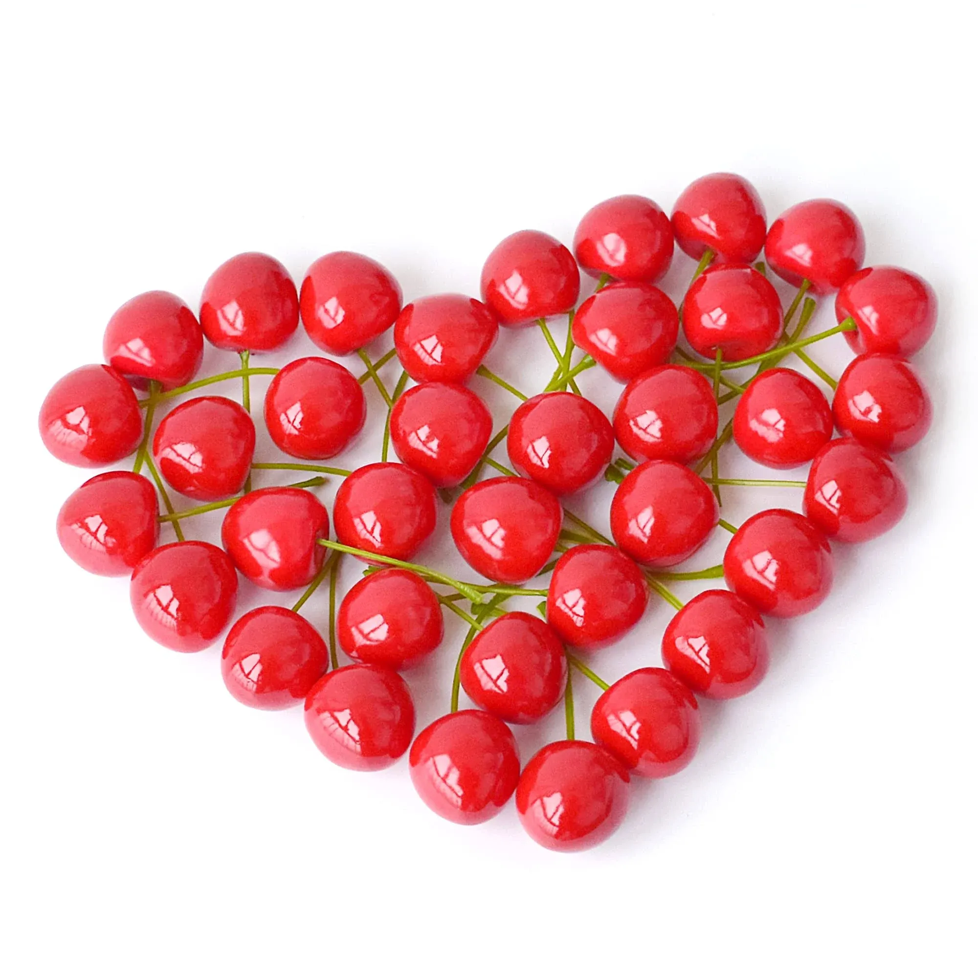 36 Pcs Artificial Lifelike Cherries Fake Cherry Simulation Fruit Ornament for...