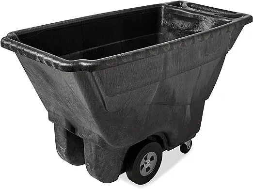 Rubbermaid Commercial Products Tilt Dump Truck, 450 lbs 1/2 Cubic Yard Heavy Load Capacity with Wheels, Trash Recycling Cart, Black