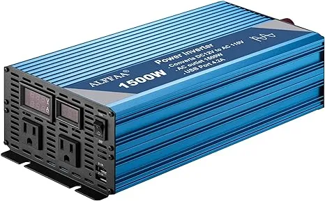 1500W Pure Sine Wave Inverter 12V to 110V with Built-in 5V/2.1A USB Port,Hard...