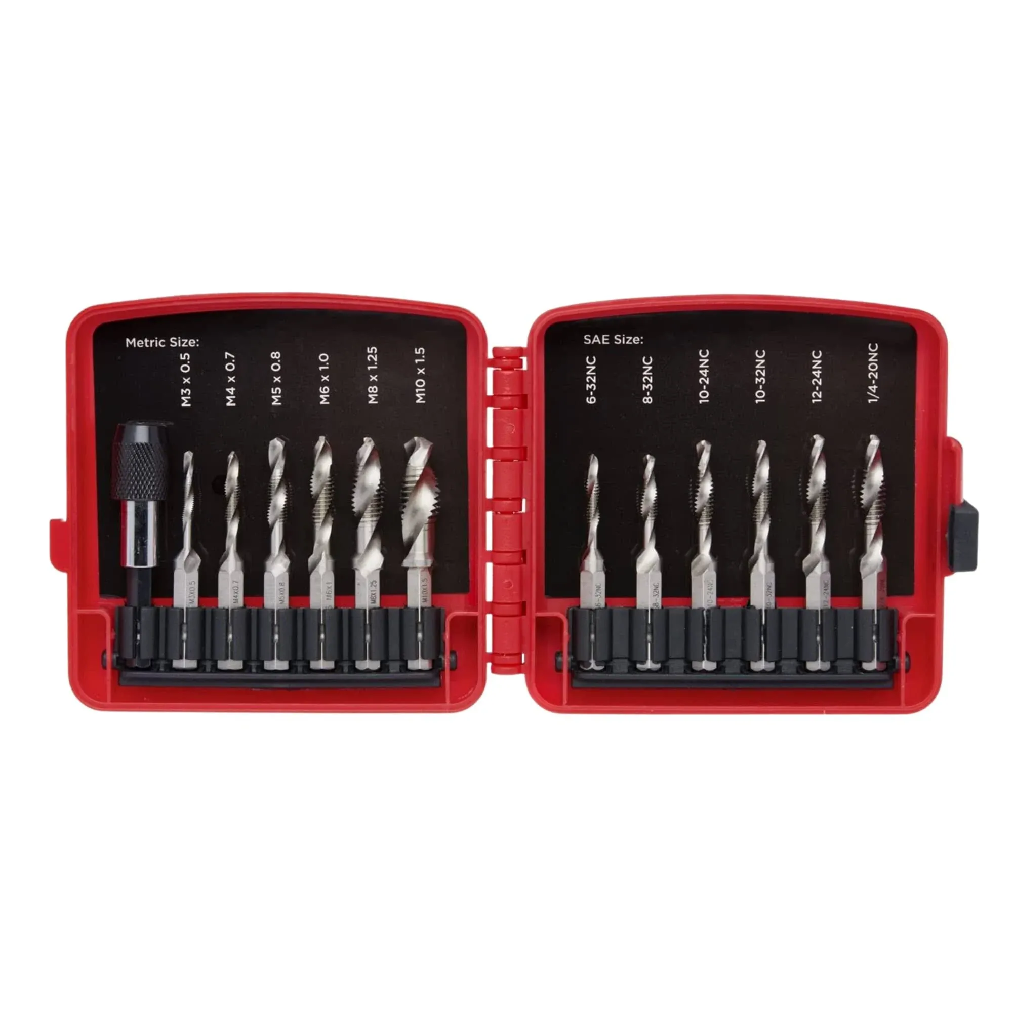 13 pc Combination Drill &amp; Tap Bit Set with Quick Change Adapter 1/4&#034; Hex Shank 