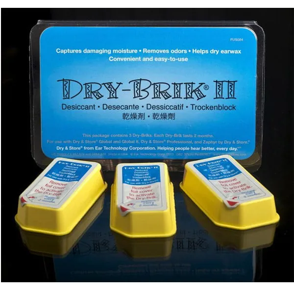 Dry-Brik® II Desiccant Blocks - 3 Blocks (1 Pack of 3 Blocks)| Replacement Moisture Absorbing Block for the Global II and Zephyr by Dry & Store | Hearing Device Dehumidifiers