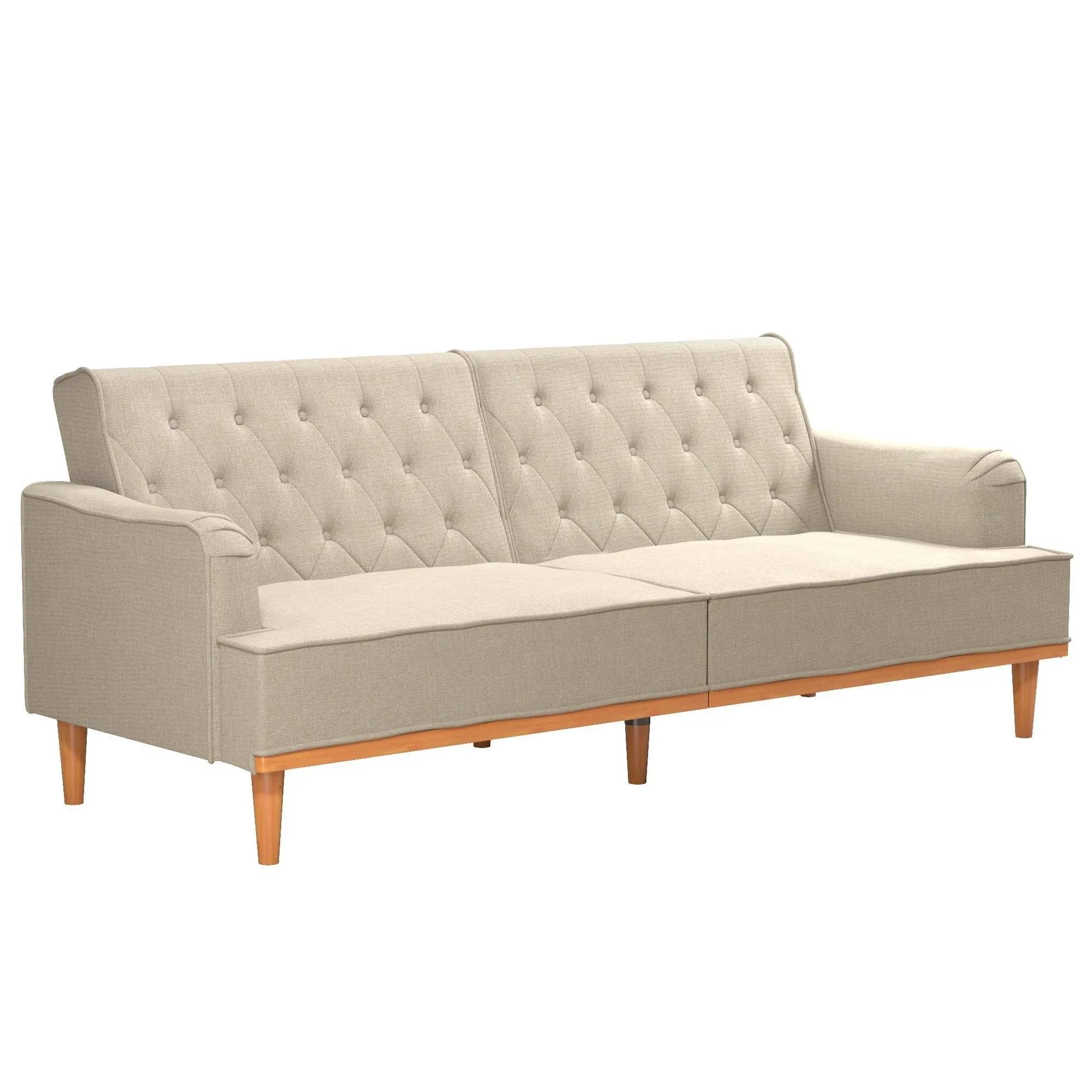 Mr Kate Stella Vintage Convertible Sofa Bed Futon Tan Linen