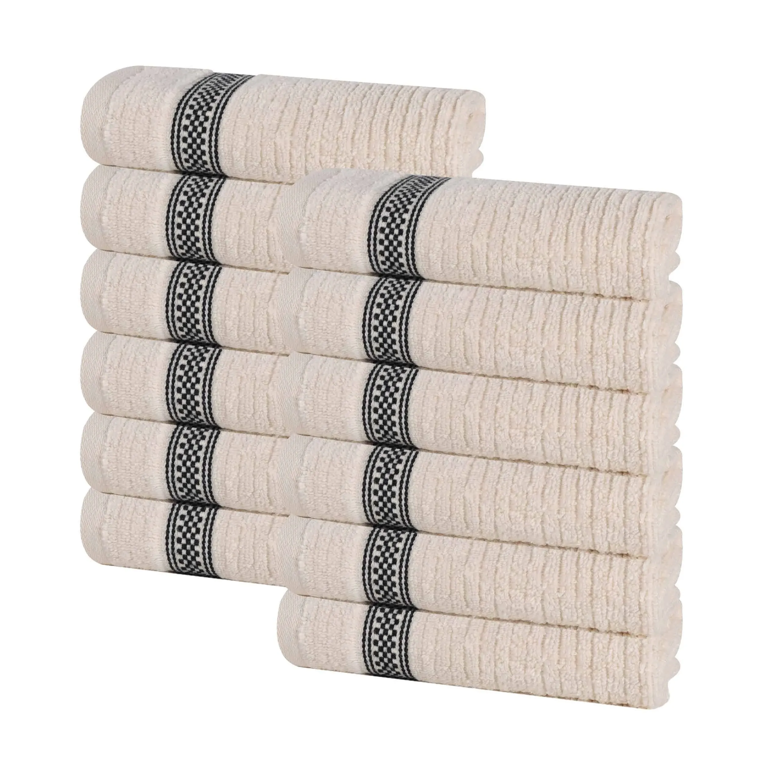 Superior Brea Zero Twist Ribbed Face Towel Washcloth Set of 12