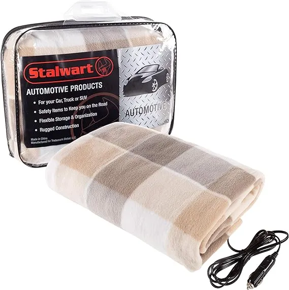 Stalwart 75-hblanket Electric Car Blanket- Heated 12 Volt Fleece Travel Throw by