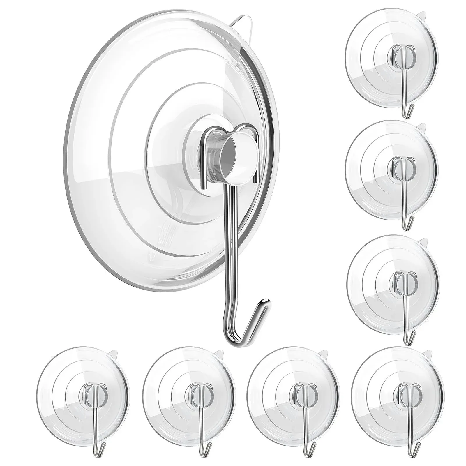 Suction Cup Hooks Upgrade 2.5 Inches Clear Pvc Suction Cups With Metal Hooks 7 L