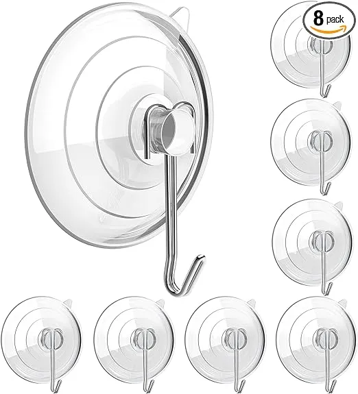 Suction Cup Hooks Upgrade 2.5 Inches Clear Pvc Suction Cups With Metal Hooks 7 L