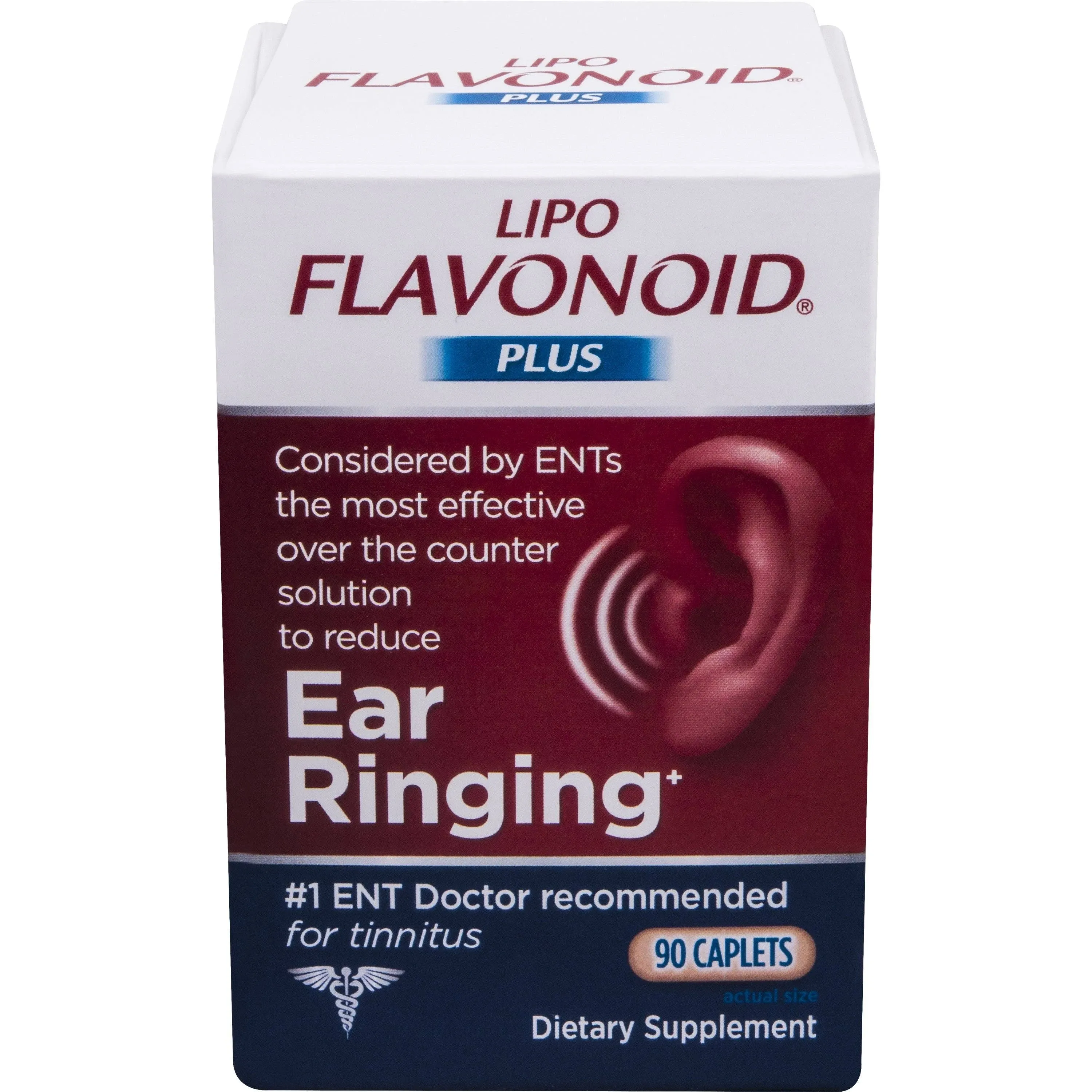 Lipo-Flavonoid Plus, Tinnitus Relief for Ringing Ears, OTC Flavonoid Ear Health Vitamins, Bioflavonoids & Vitamin C, 150 Caplets
