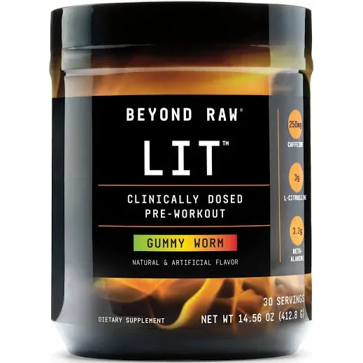 Beyond Raw® LIT™ Pre-Workout Powder, Strawberry Lemonade, 250mg Caffeine, 7.20 oz