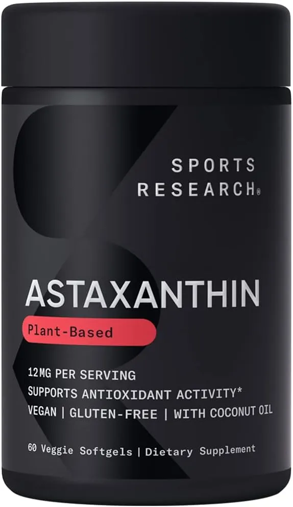 Sports Research Astaxantina con aceite de coco, 6 mg, 120 cápsulas blandas