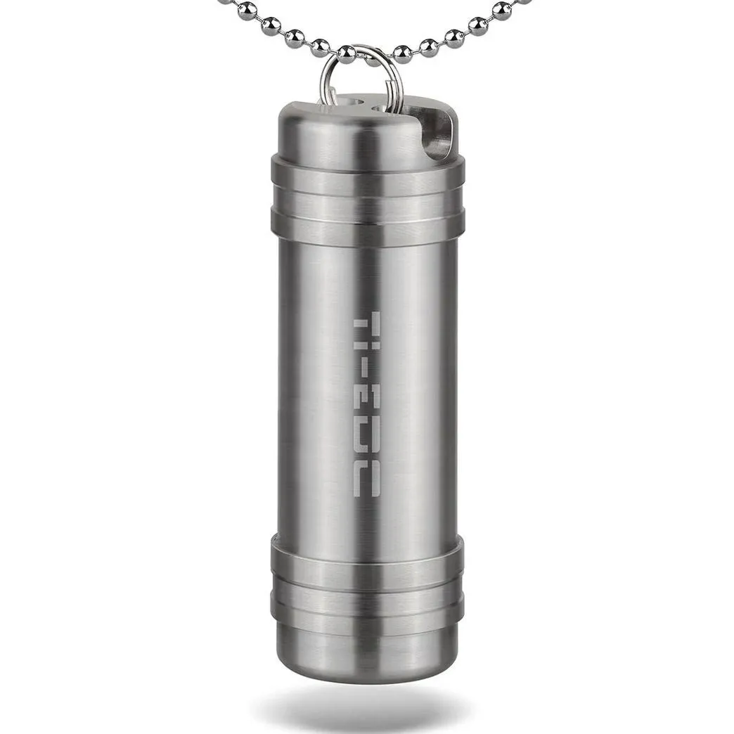 Titanium Large Pill Fob - Nitro Bottle Holder, Keychain Everyday Carry Pill Container