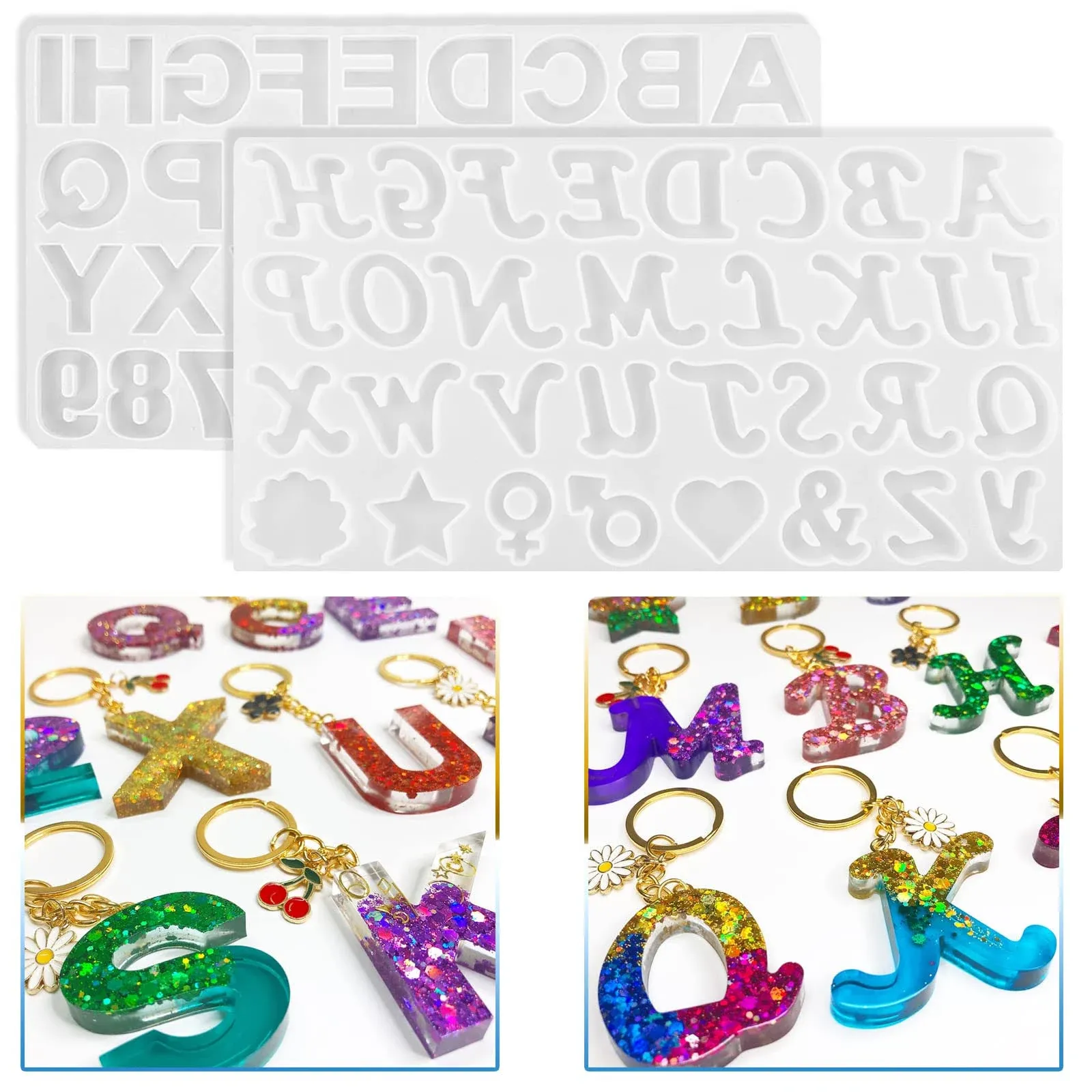 2 Pcs Resin Letter Molds Reversed Silicone Alphabet Mold for Resin Epoxy Resi...