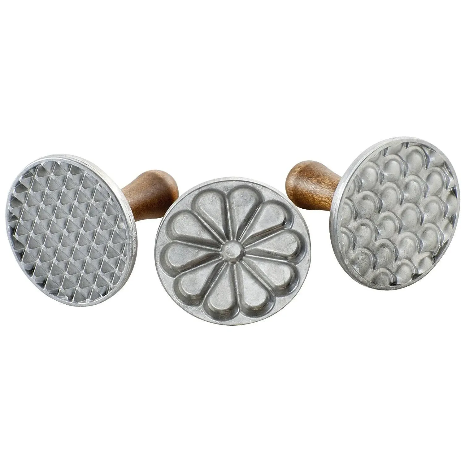 Nordic Ware 01235 Heirloom Cookie Stamps, Silver with Natural Hardwood Handles