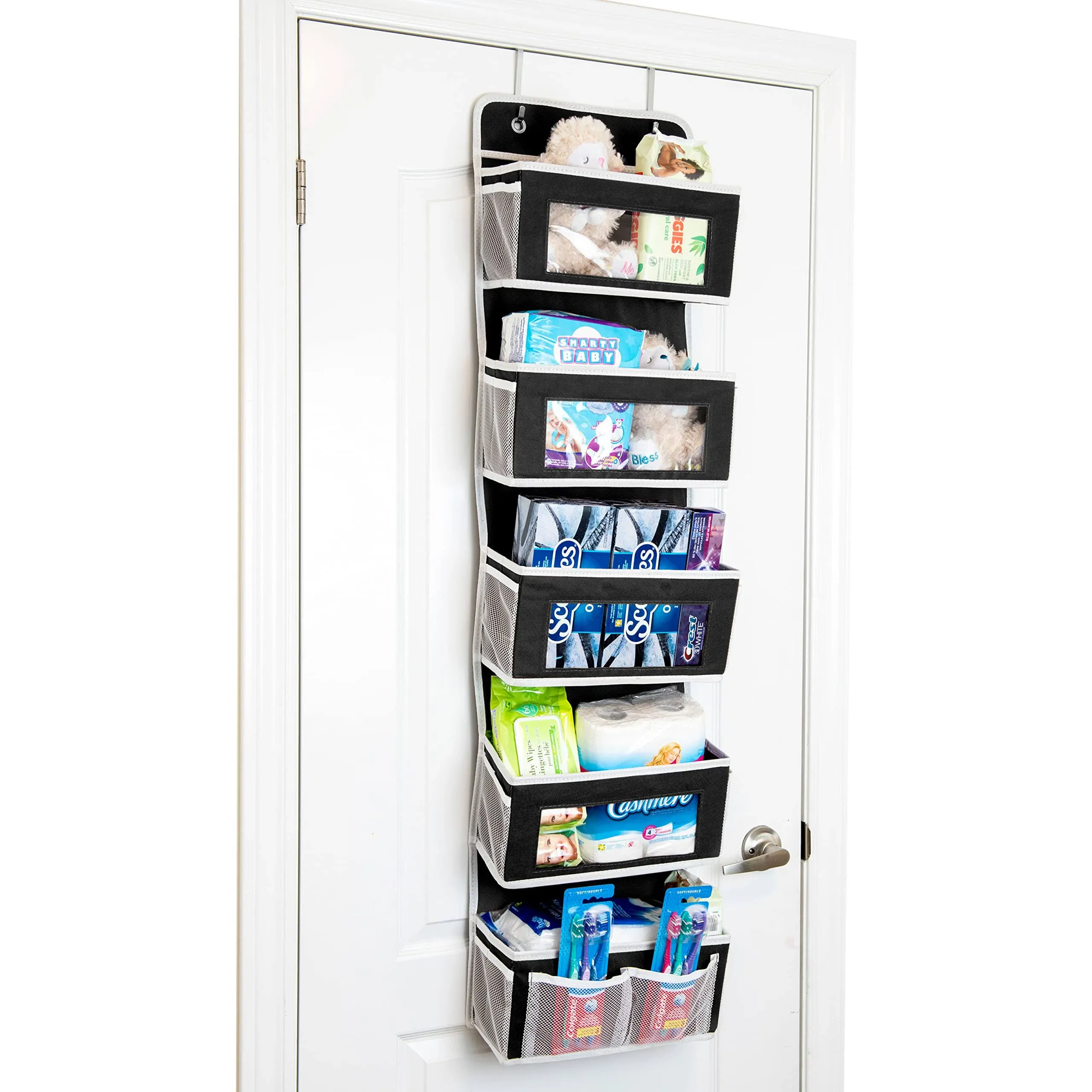 Fialah Over The Door Hanging Organizer, Transparent Window, Without Black 