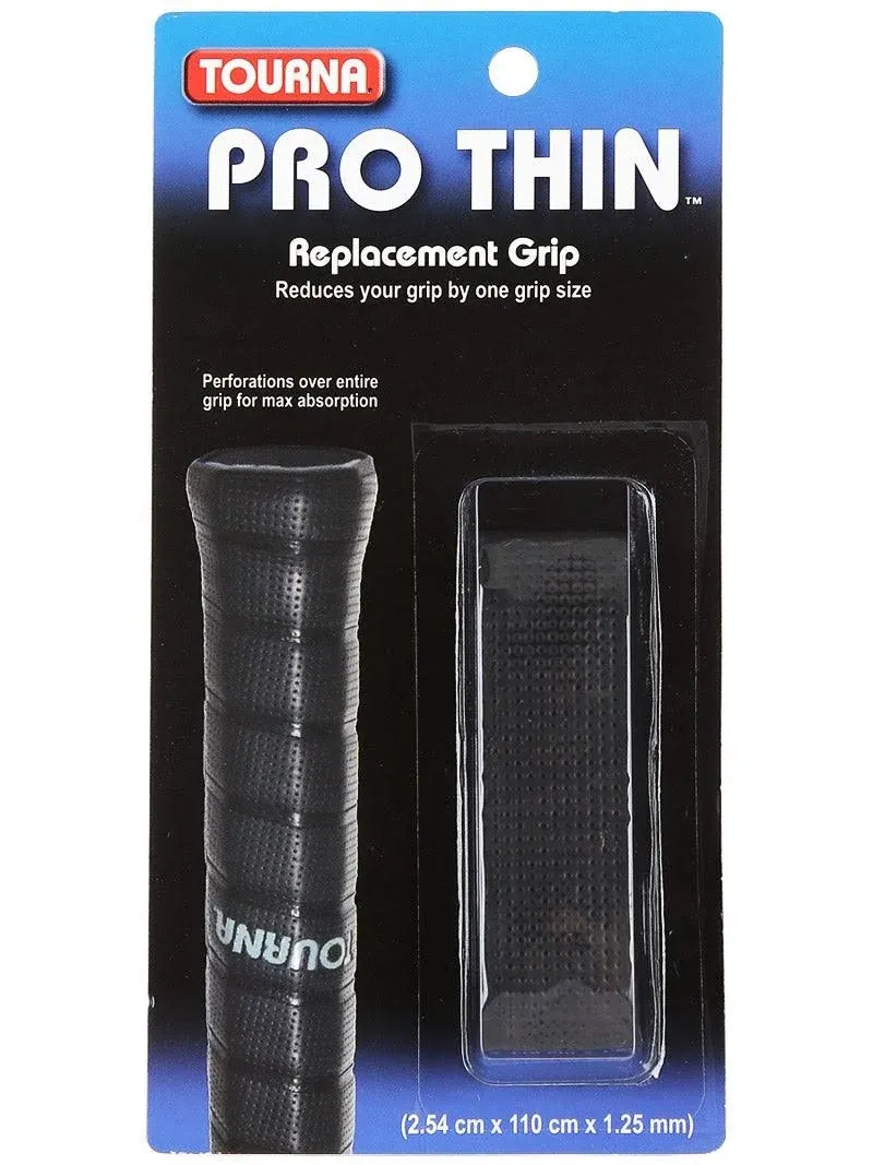 Tourna Pro Thin Replacement Grip, 2.54 cm x 110 cm x 1.25 mm - Black