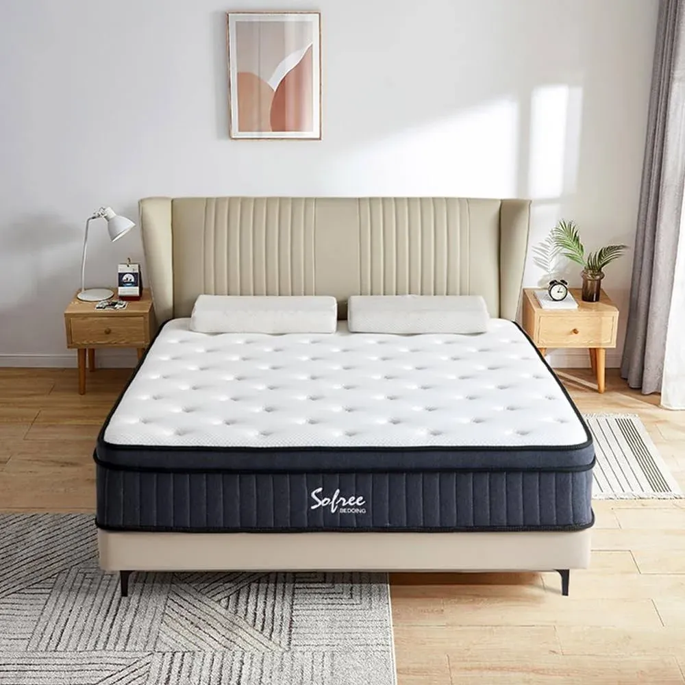 sofree bedding Queen Mattress, 12 Inch Memory Foam Hybrid Mattress Queen Size, Pocket Spring Mattress in a Box for Motion Isolation, Strong Edge Support, Pressure Relief, Plush Feel, CertiPUR-US