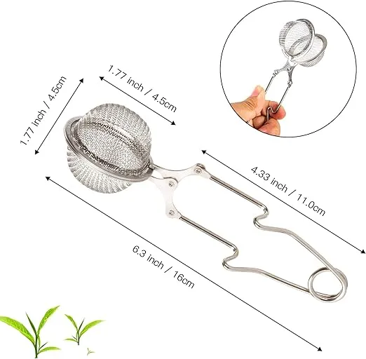 Stainless Steel Snap Ball Tea Strainer with Handle - 3 Pack for Loose Leaf Tea Spices Seasonings