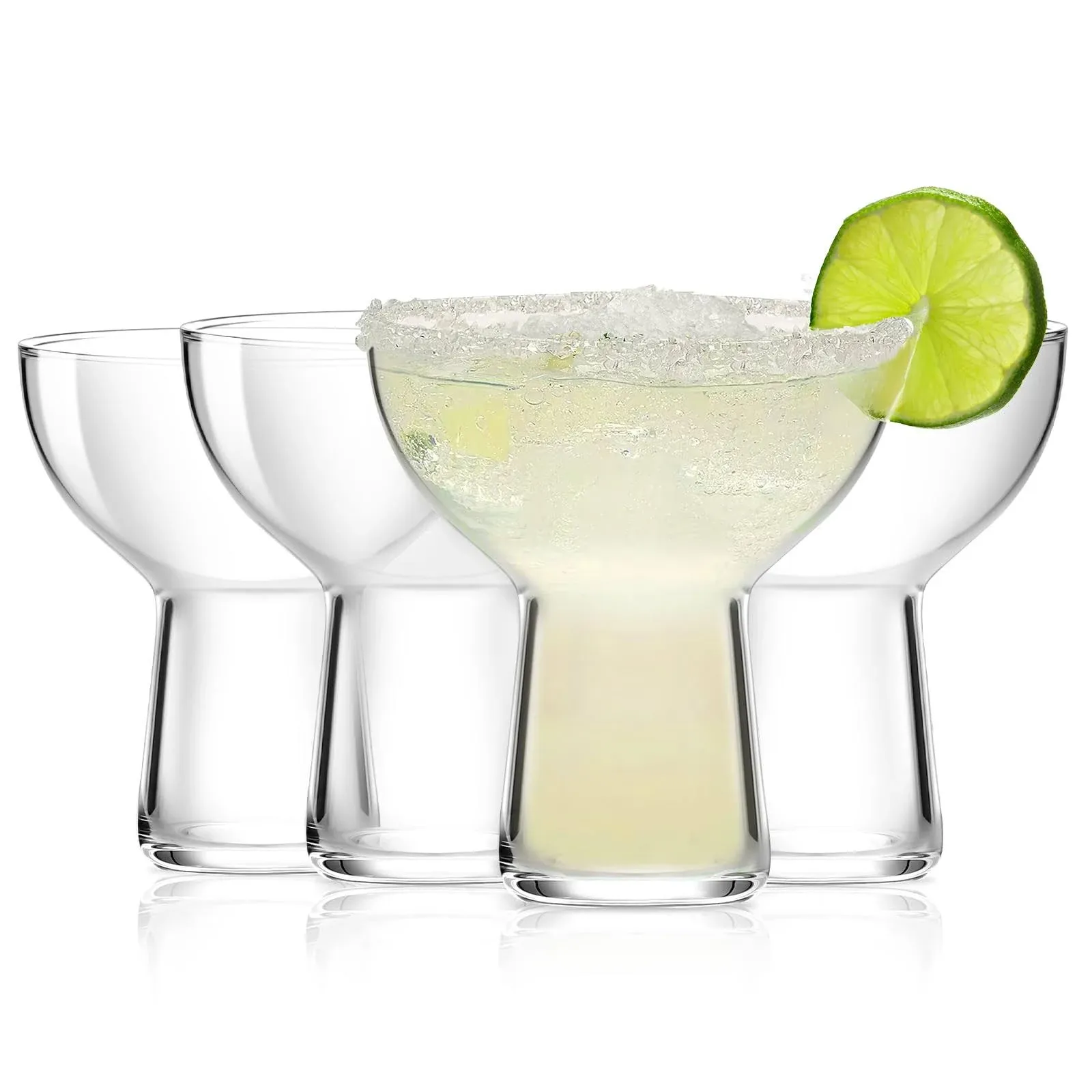 Stemless Margarita Glasses Set of 4, 11oz Margarita Glass for Frozen Cocktail, Mixed Drinks, Martini, Wine Glasses Set, Hand-Blown Glass Cups-Clear