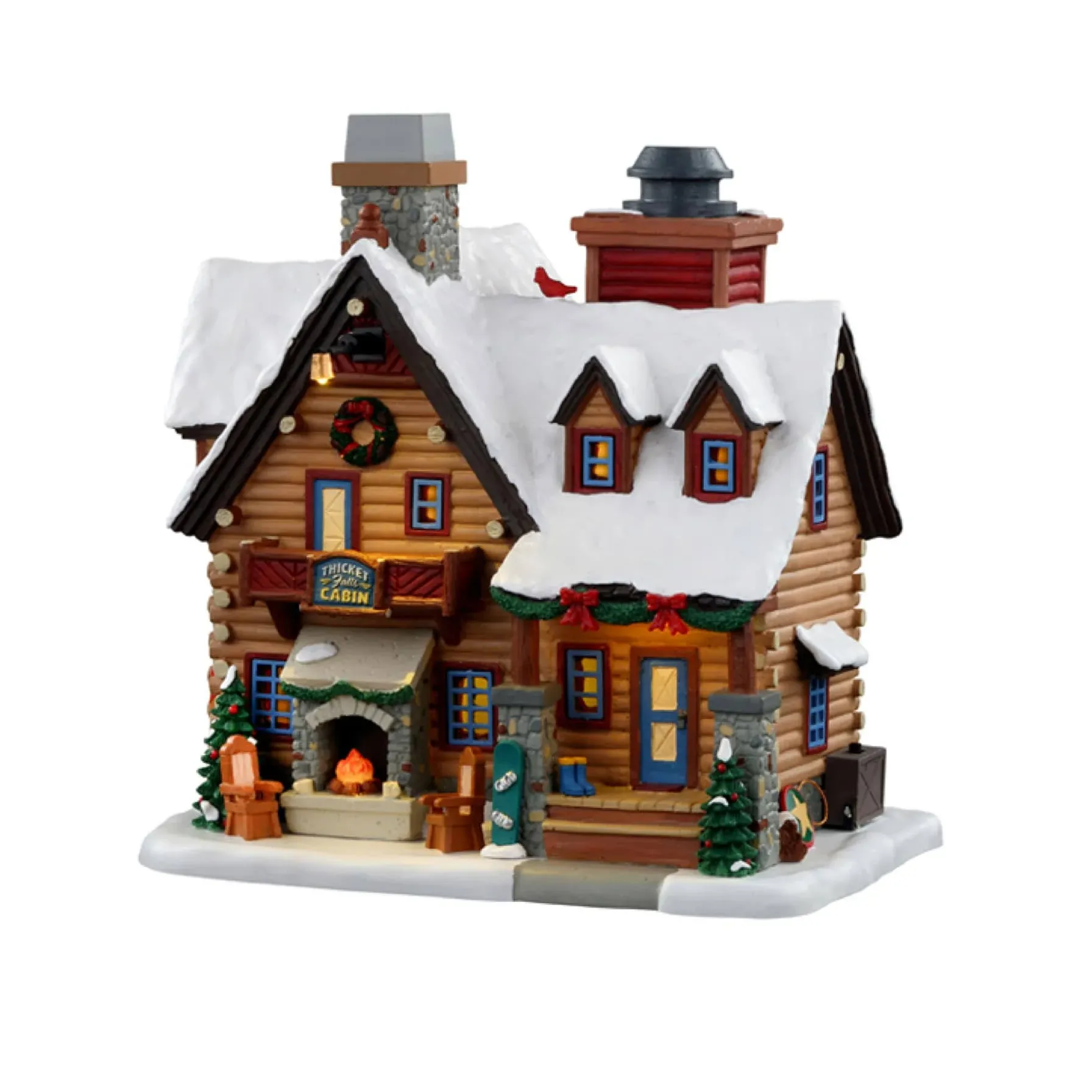  05698 Christmas Thicket Falls Cabin Figurine, Polyresin 