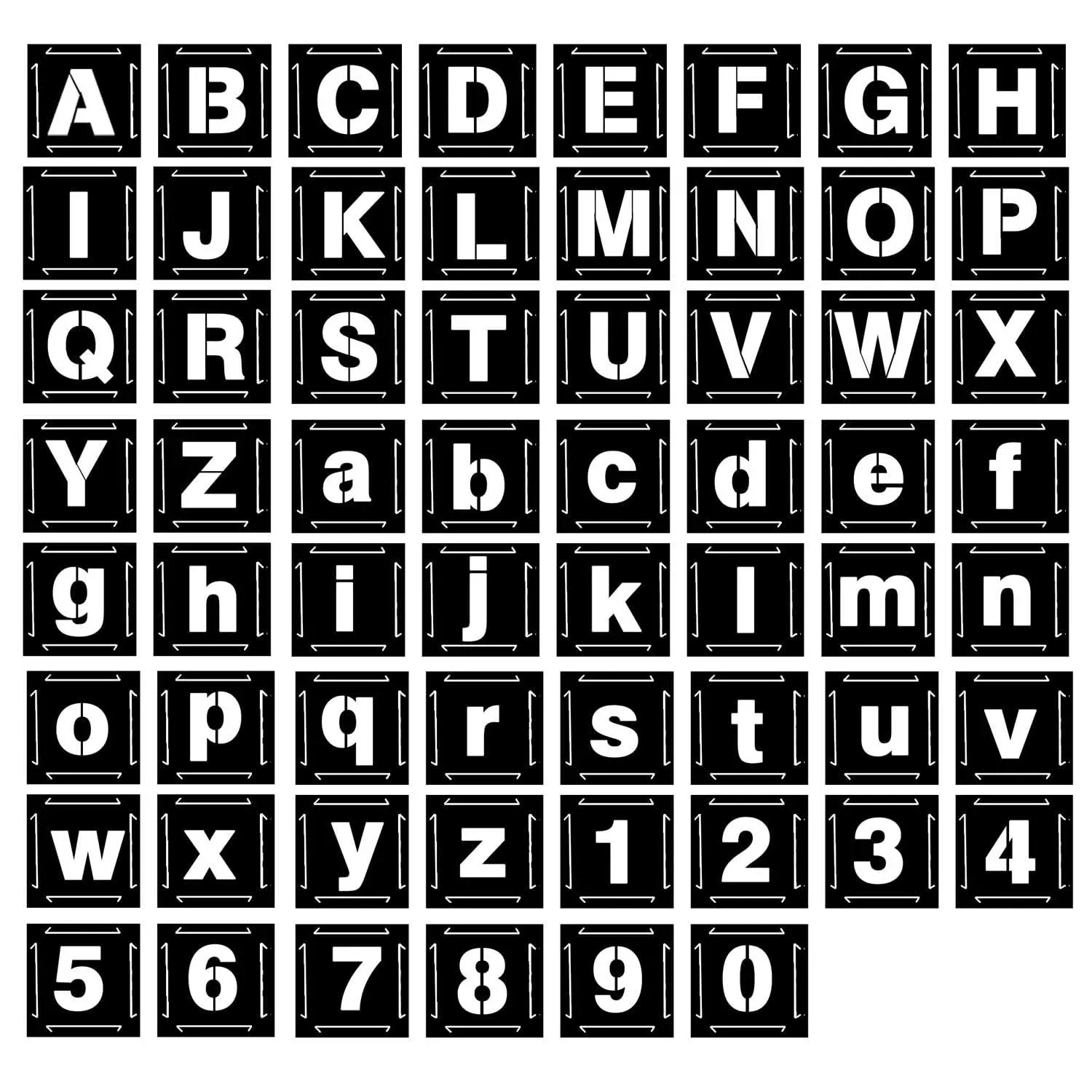 1 Inch Letter Stencils for Painting, 62 Pcs Reusable Plastic Letter Number St...