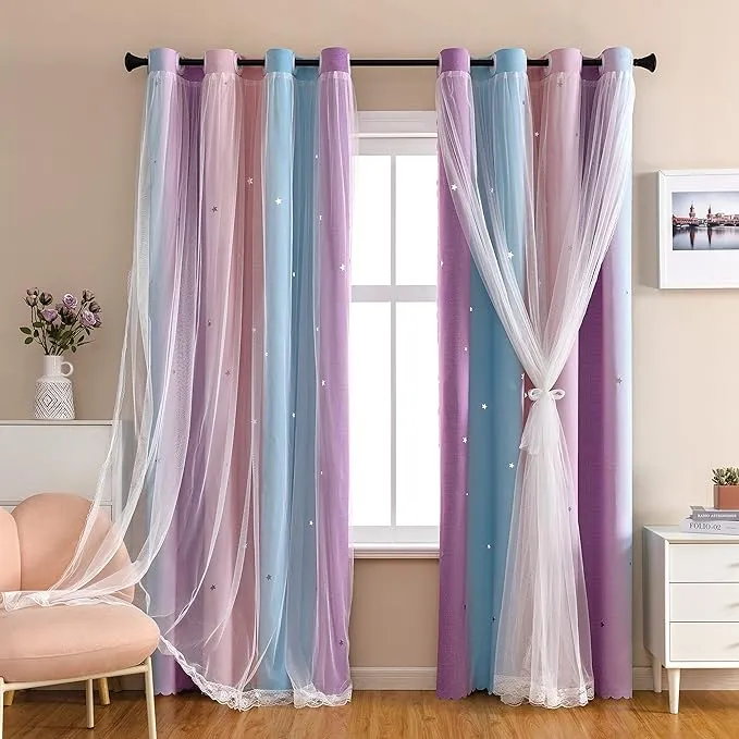 Dream Star Blackout Curtains For Kids Rooms Girl Princess Curtain For Daughter B