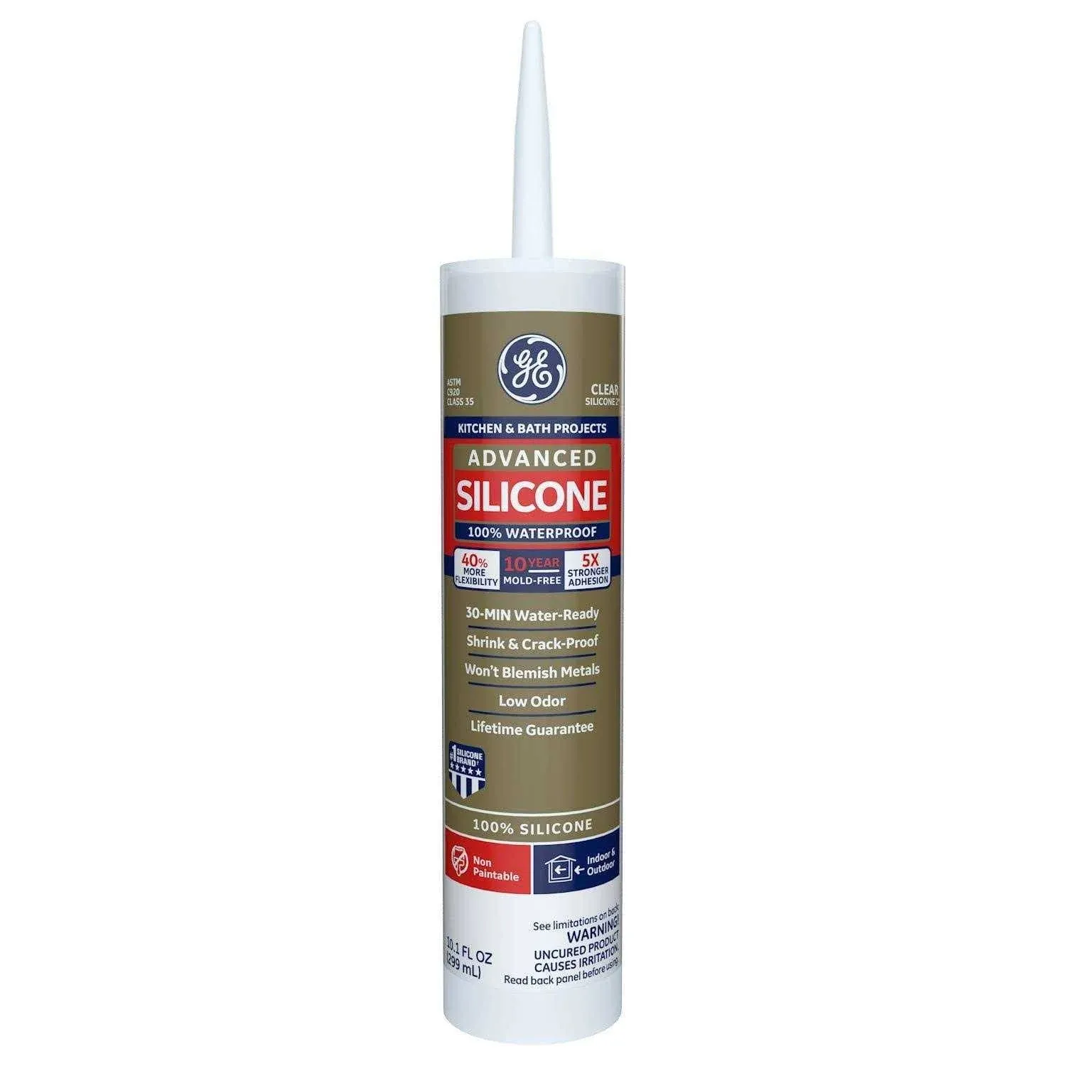 GE Advanced Silicone 2 Kitchen and Bath, Tub and Tile 10.1-oz Almond Silicone Caulk