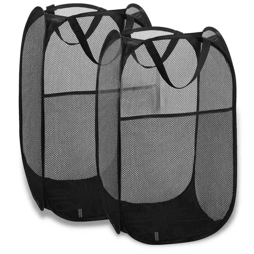 Mesh Popup Laundry Hamper - Portable, Durable Handles, Collapsible for Storage