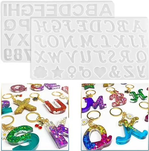 2 Pcs Resin Letter Molds Reversed Silicone Alphabet Mold for Resin Epoxy Resi...