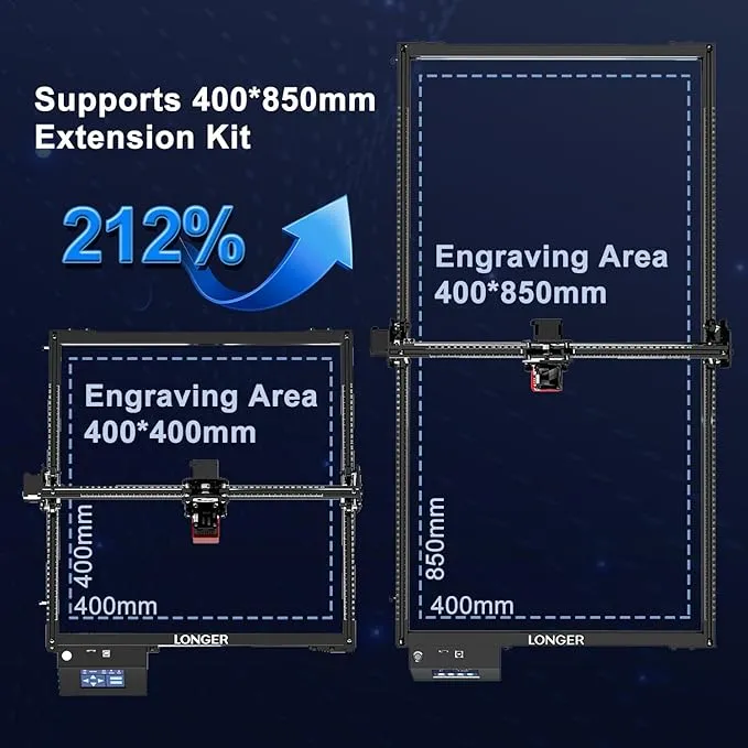 Longer Ray5 Laser Engraver 60W, Laser Engraver 10W Output Power, 32-Bit Motherboard, Compresed Spot CNC, App Offline Control, DIY Engraver Tool for