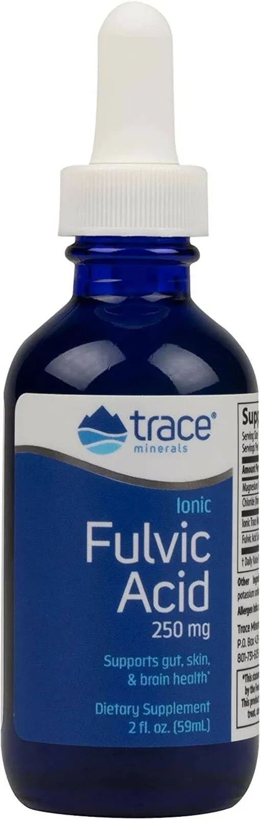 Trace Minerals | Ácido fúlvico iónico líquido | 250 mg | Función intestinal normal y digestión | Alimentado por Concentrace Ionic Trace Minerals | 60 porciones, 2 onzas líquidas
