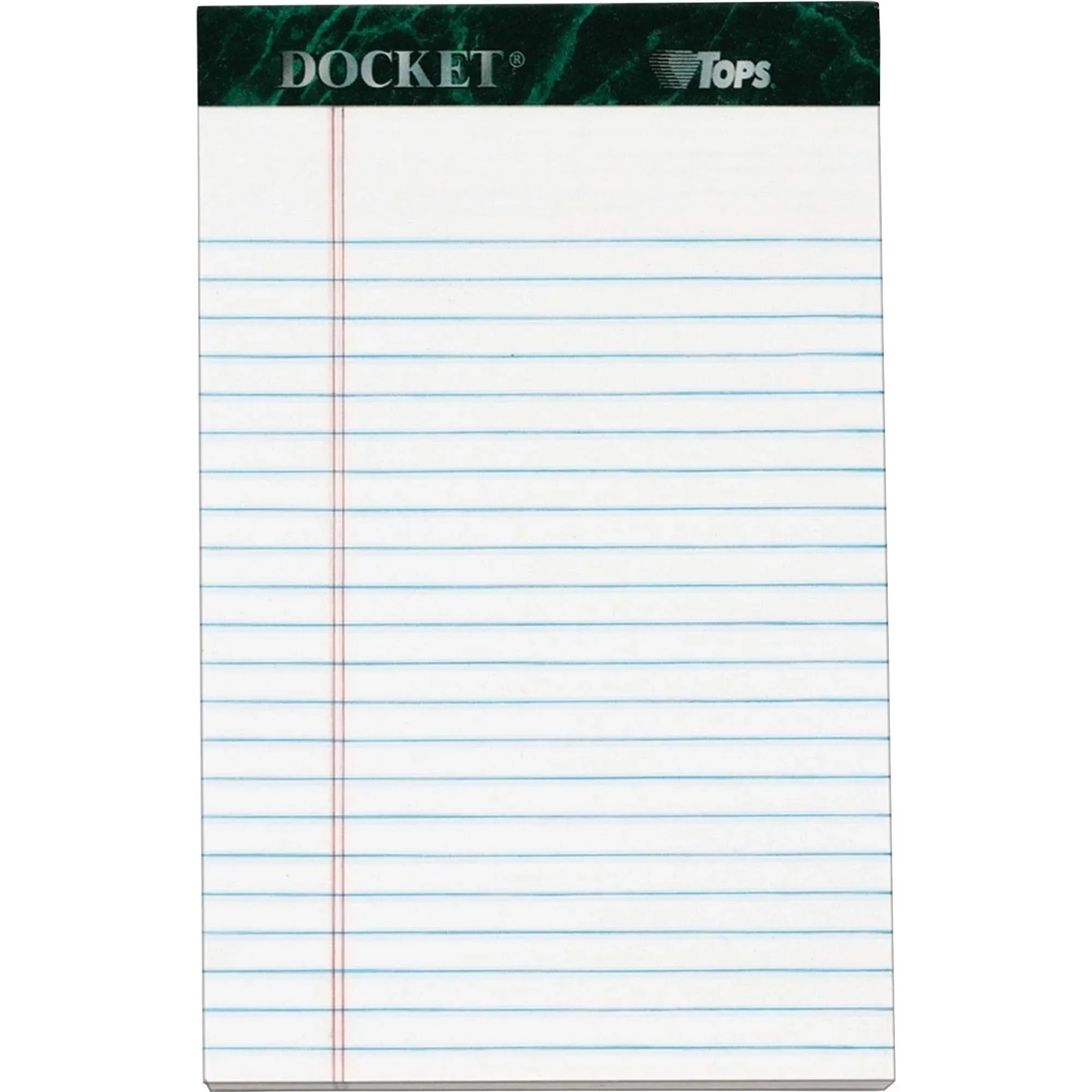 TOPS Double Docket Writing Pads, 5" x 8", Narrow Ruled, 50 Sheets, White, Pack Of 12 Pads