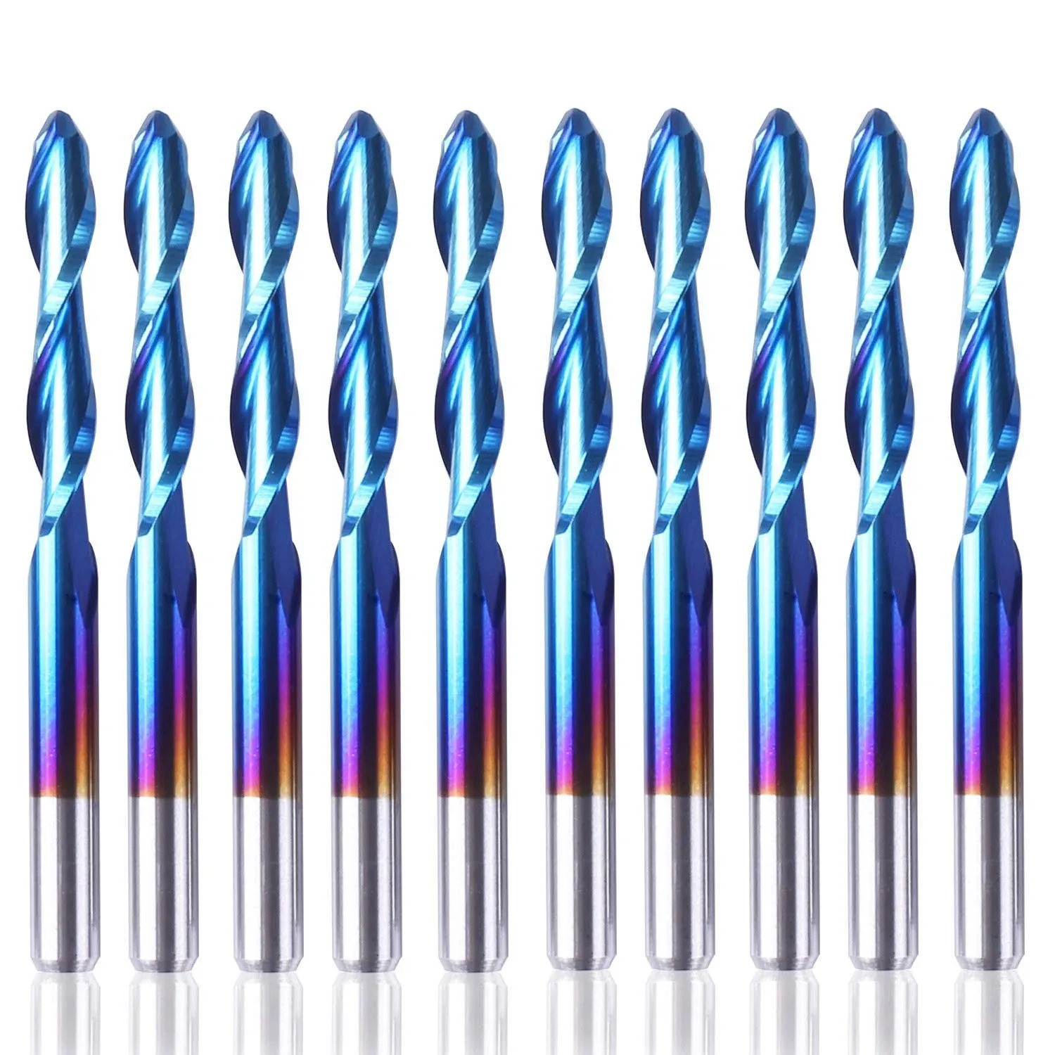 SB17, 1/8&quot; Shank, Ball Nose, Nano Blue Coating, 10 Pcs