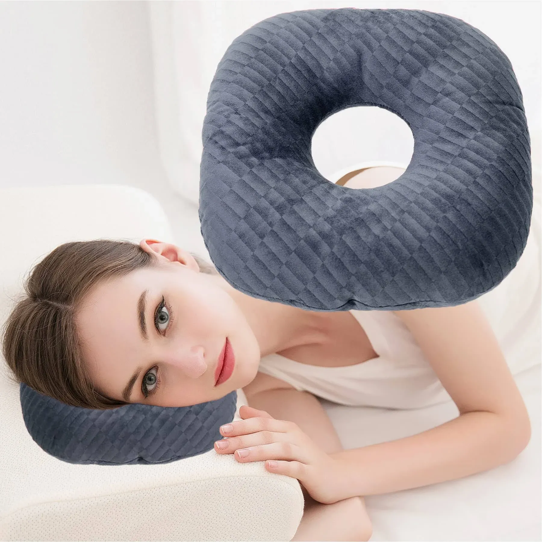 Ear Piercing Pillow for Side Sleepers with Ear Hole, Donut Pillow for Ear, Ear ...