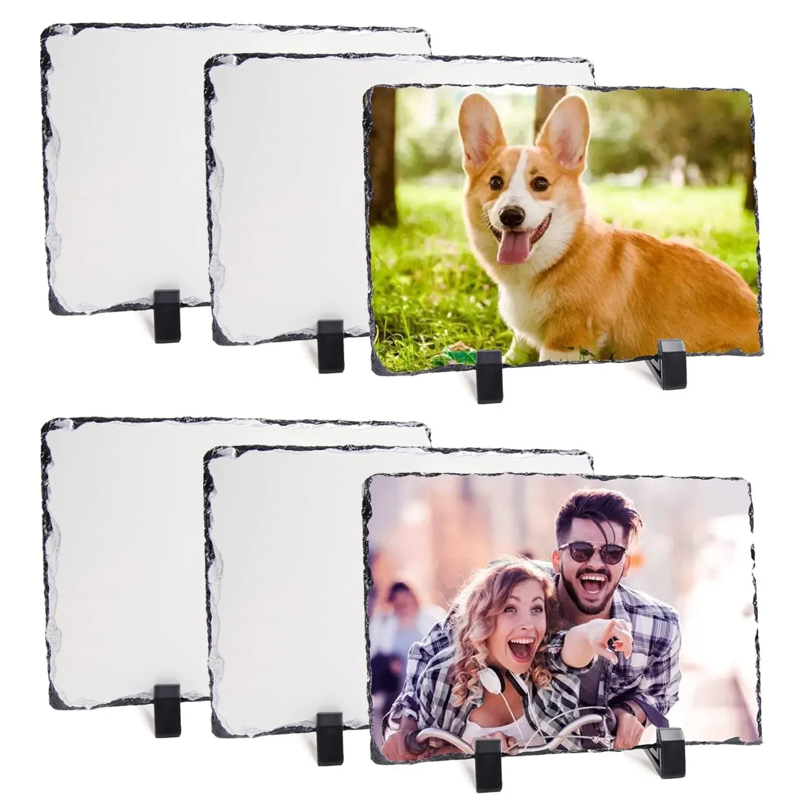 ORJ 6 Pack Sublimation Slate Blanks Custom Stone Slate Picture Frame Heat ...