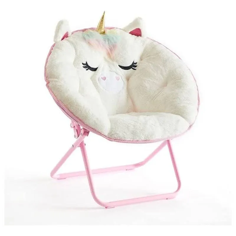 Heritage Kids Unicorn Saucer Chair, For Gaming Textile, White