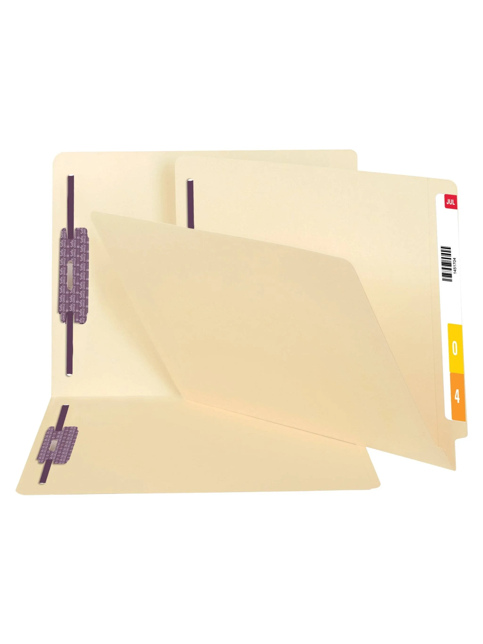 Shelf-Master® Reinforced End Tab Fastener File Folders with Antimicrobial Product Protection, Straight-Cut Tab, 2 Fasteners, Bi-lingual Packaging