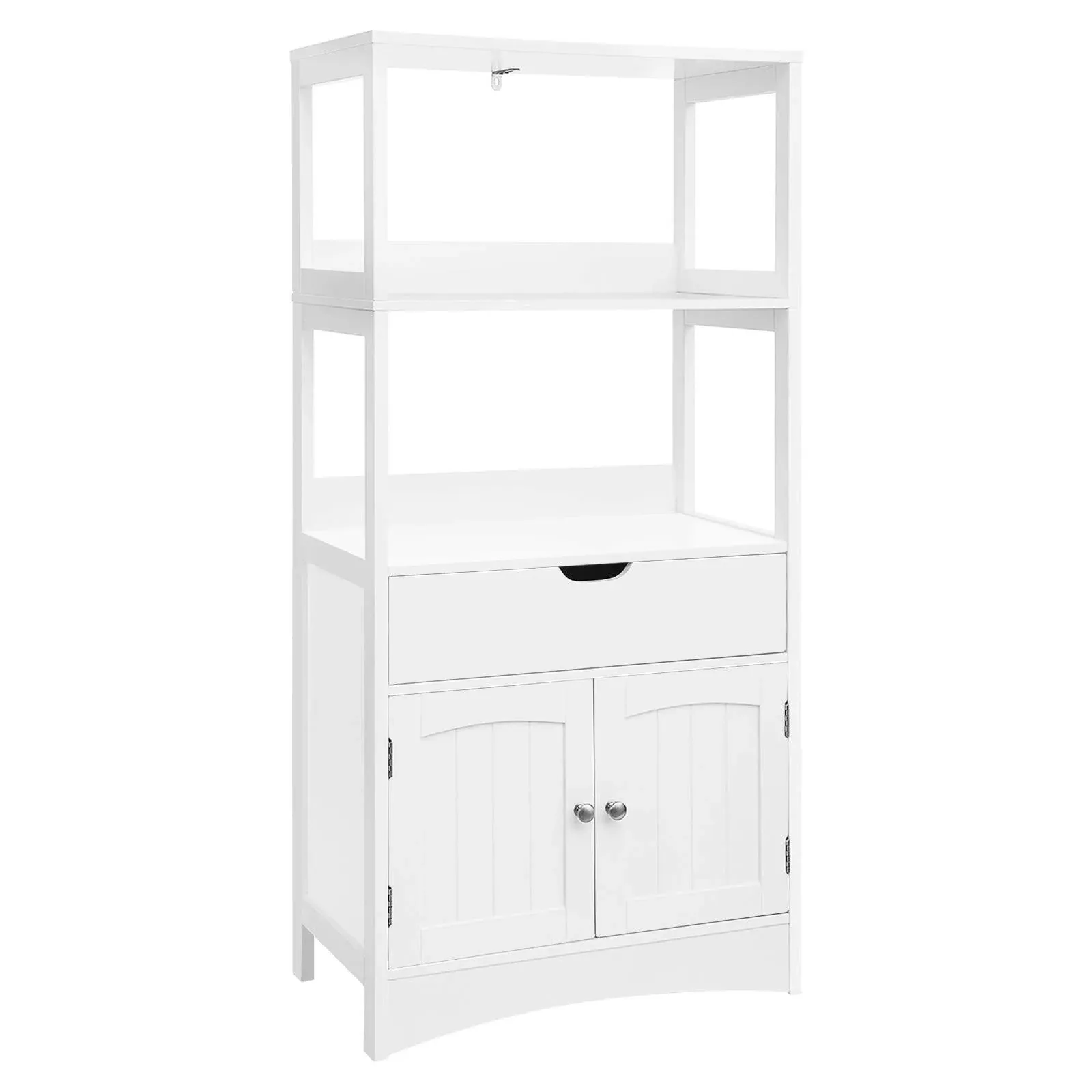 VASAGLE Bathroom Storage Cabinet with Drawer 2 Open Shelves and Door Cupboard