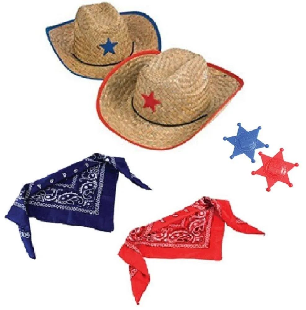 Novelty Treasures Costume Play Set Child Western Cowboy Hat Plastic Sheriff Badge ...