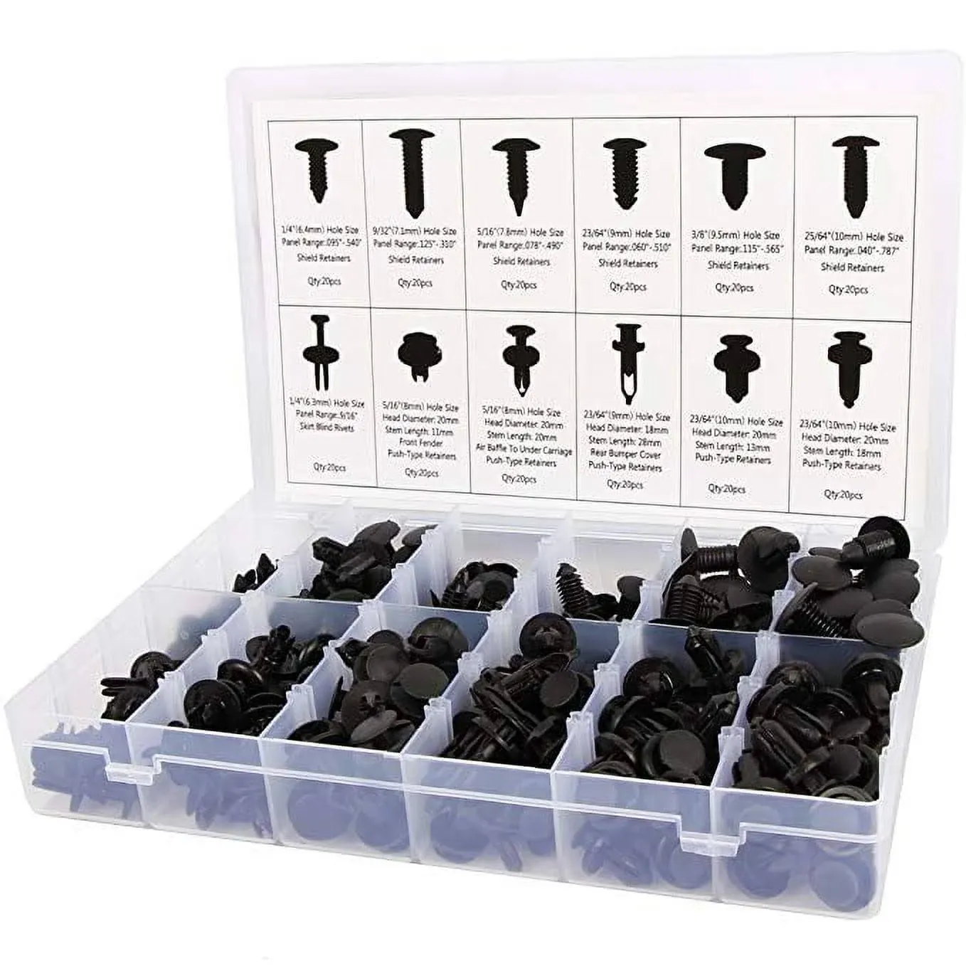 Sunplustrade 240 Pcs Push Type Retainer Clips for Toyota GM Ford Honda