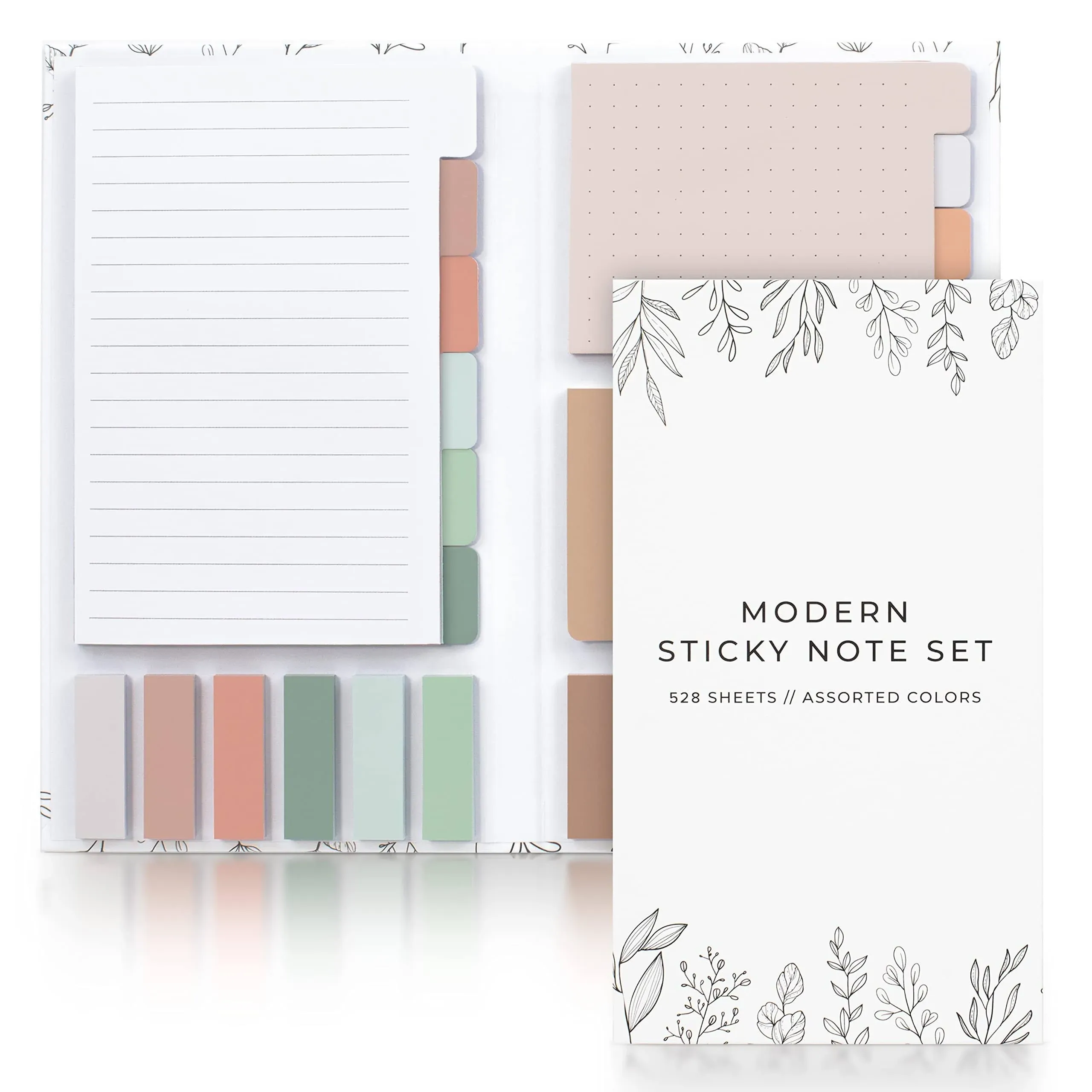 Aesthetic Pastel Sticky Notes Set of 528 with Tabs - Incl. Sturdy Cover to Keep ...