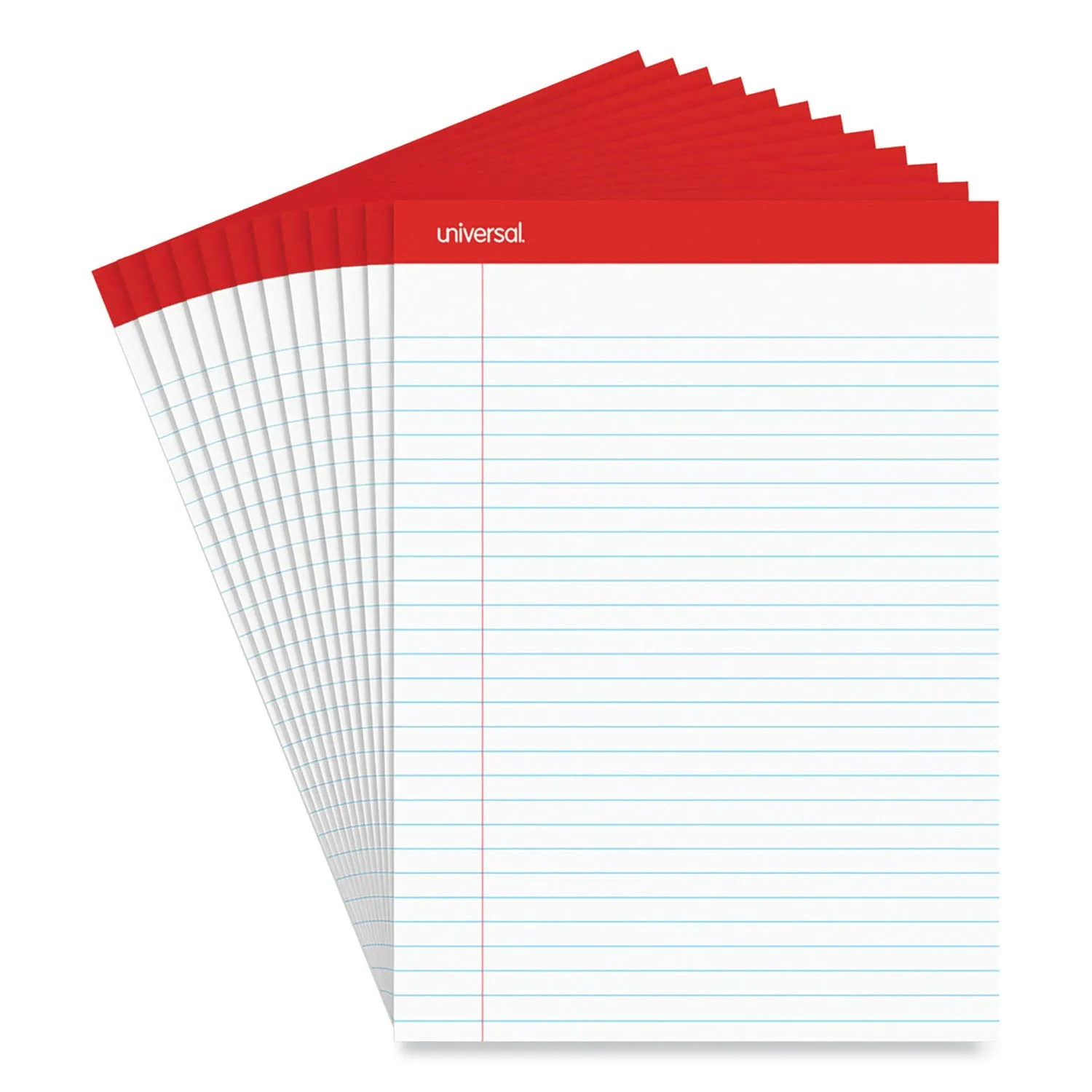 Universal Perforated Edge Writing Pad, Legal Ruled, Letter, White, 50 Sheet, Dozen